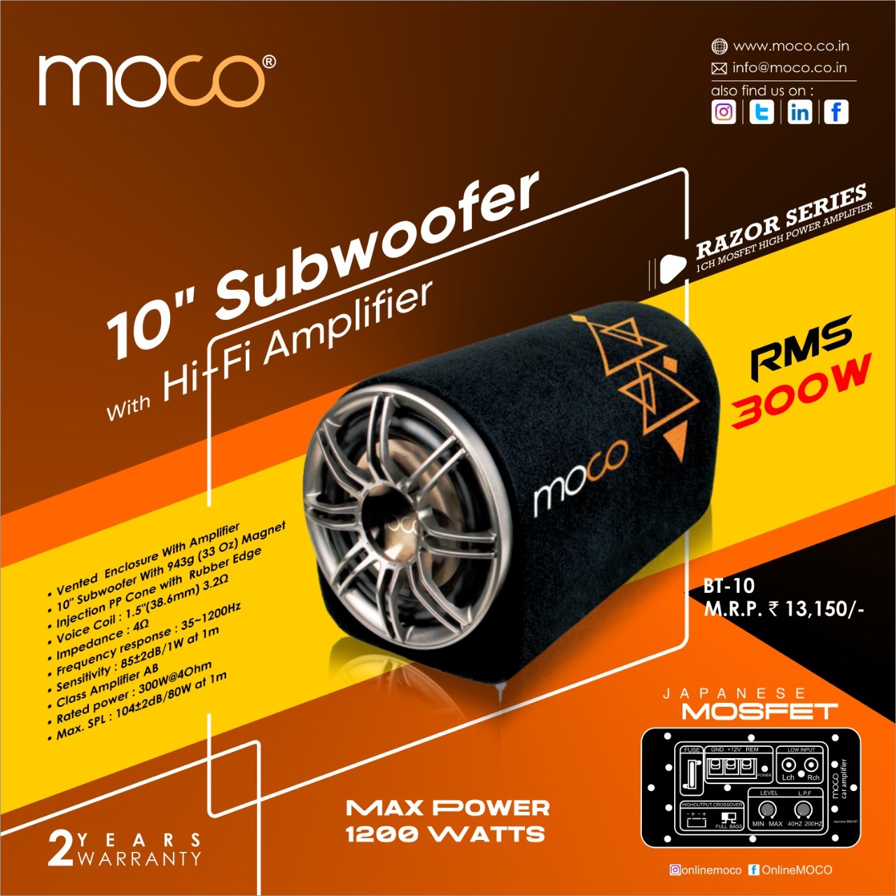 Moco BT-10 Bass Tube 10"