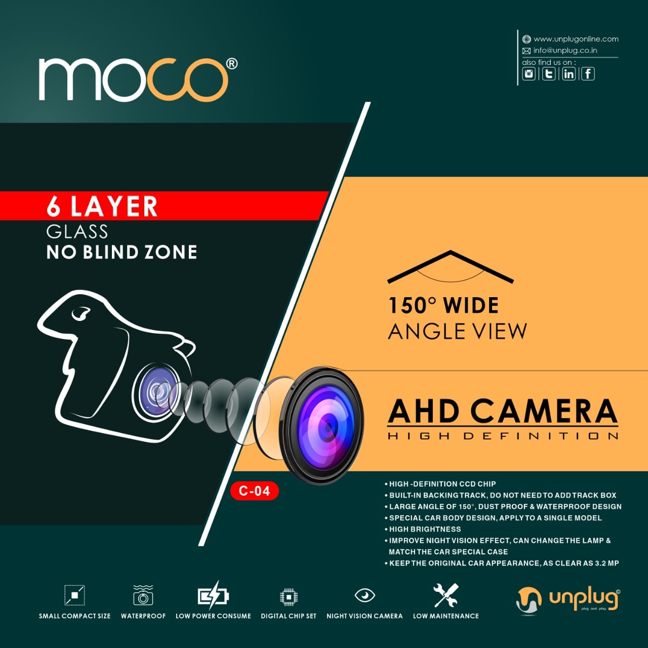 Moco C-04 Rear View AHD Camera