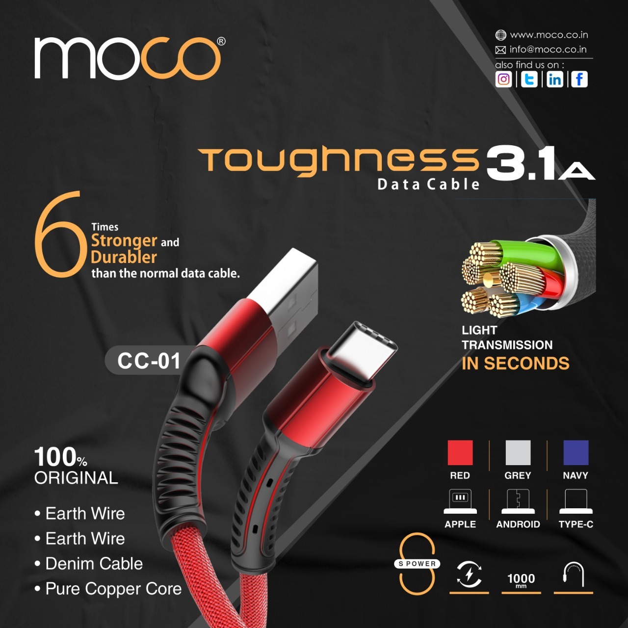 Moco CC-01 C Type USB Data Cable