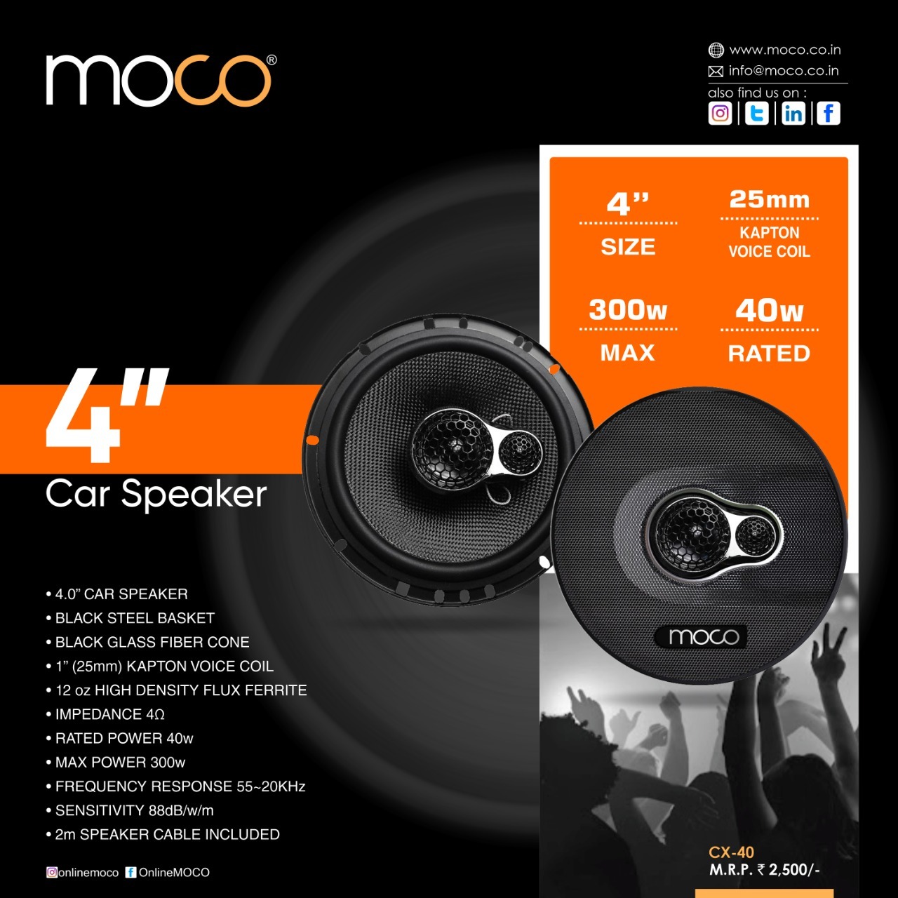 Moco CX-40 4" Coaxial Speaker
