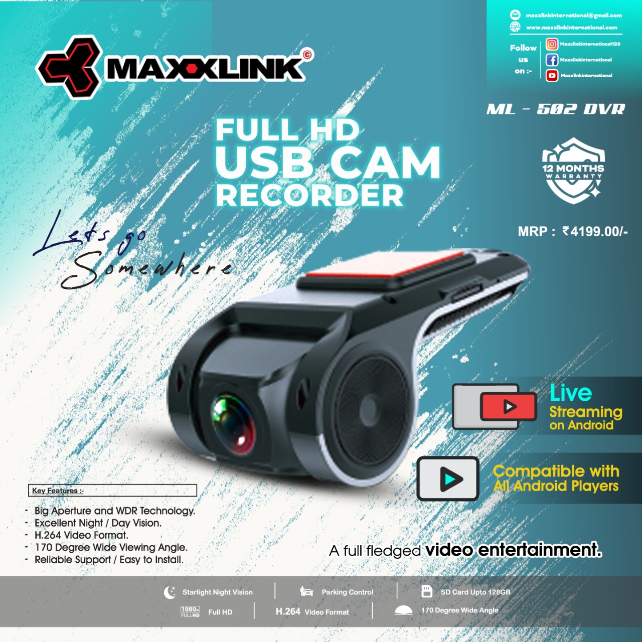 Maxxlink ML-502 DVR for Android Systems