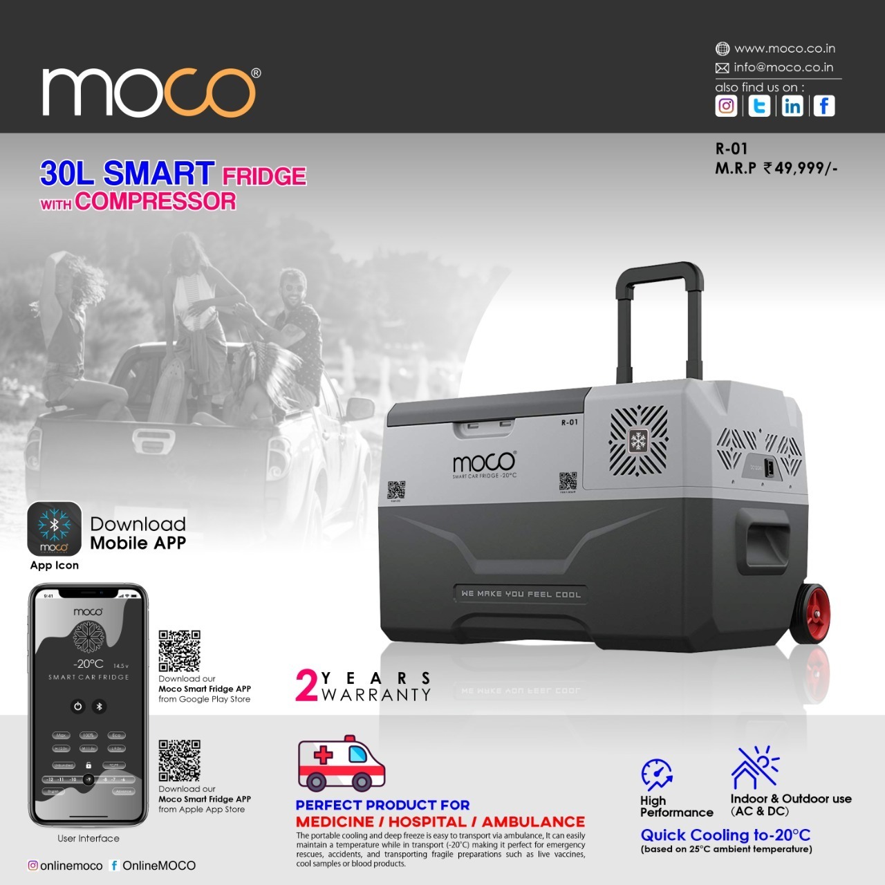 Moco R-01 30L Smart Fridge with Compressor