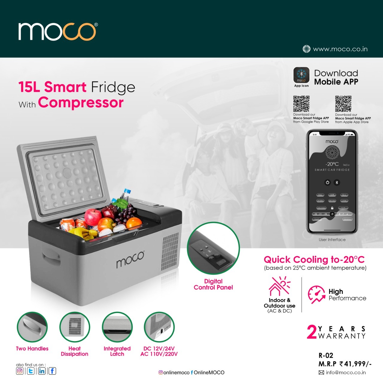 Moco R-02 15L Smart Fridge with Compressor