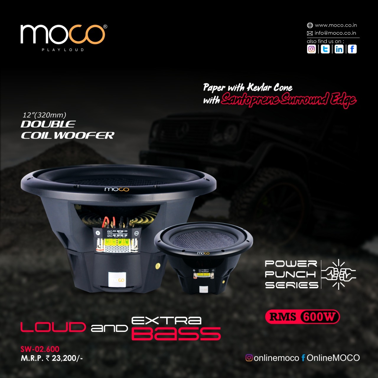 Moco SW-02.600 12" Extra Bass Sub-Woofer