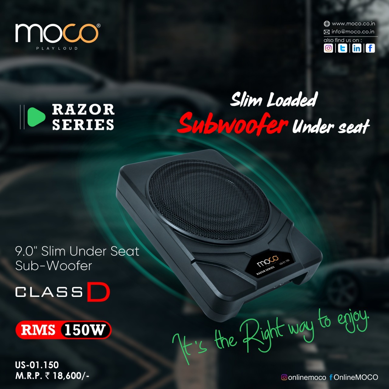Moco US-01.150 9" Slim Under Seat Sub-Woofer