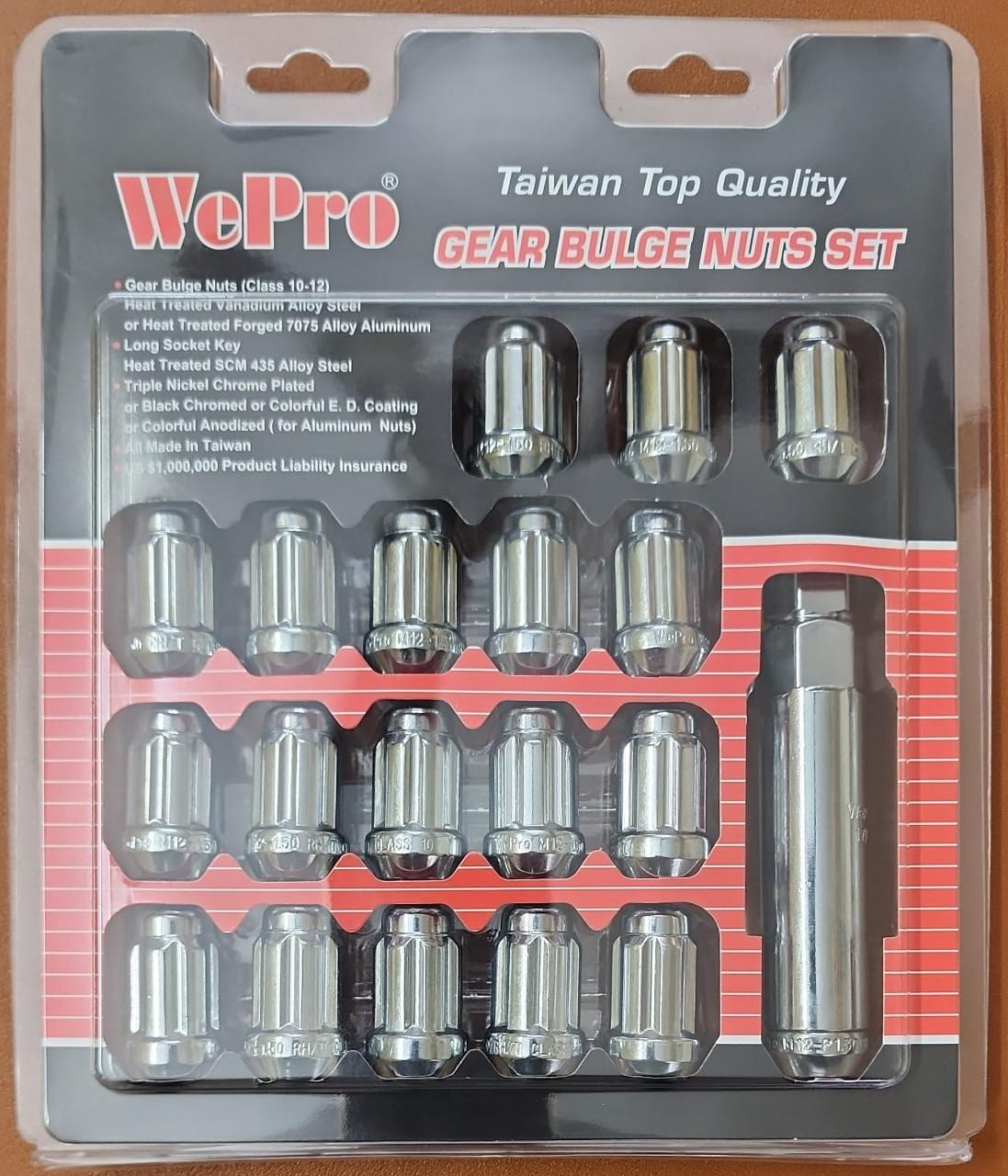 Wepro Bulge Chrome Nuts - Set of 20 pcs