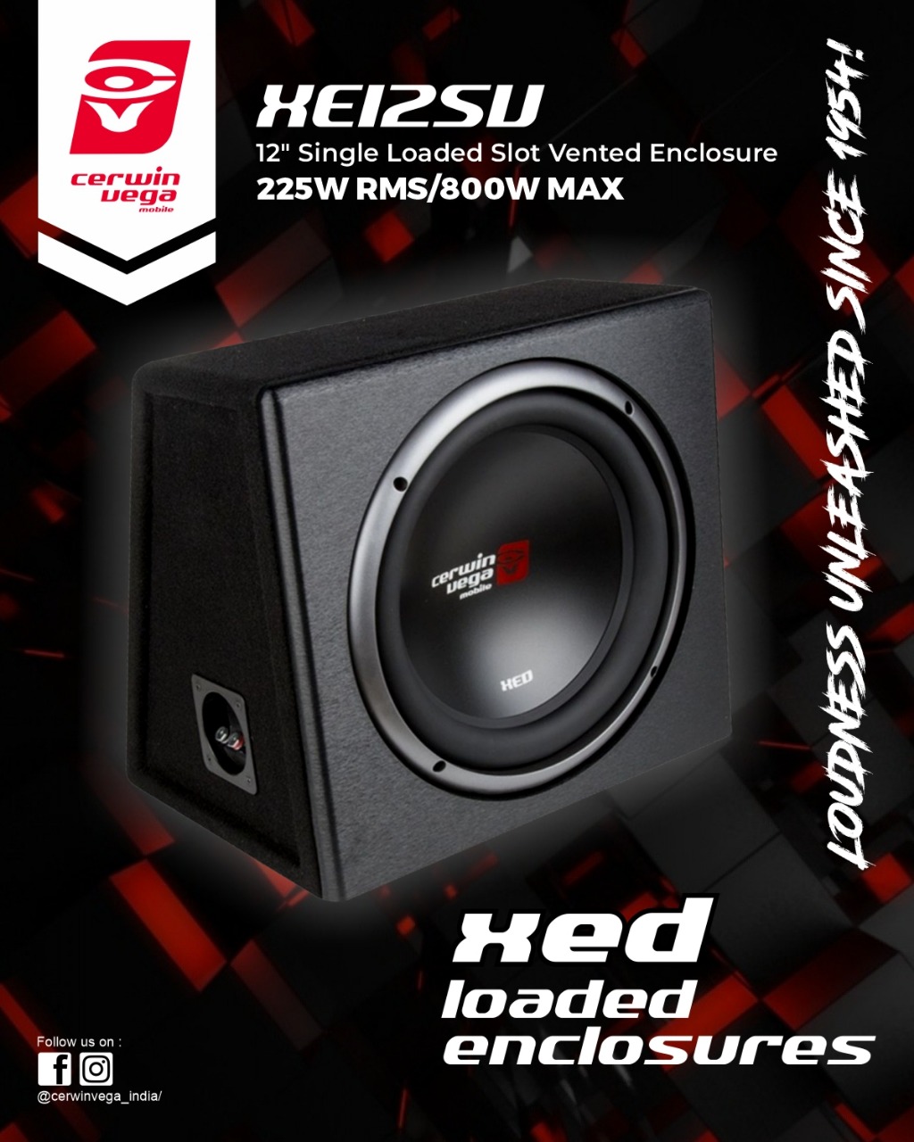 Cerwin Vega XED12SV 12" Vented Enclosure