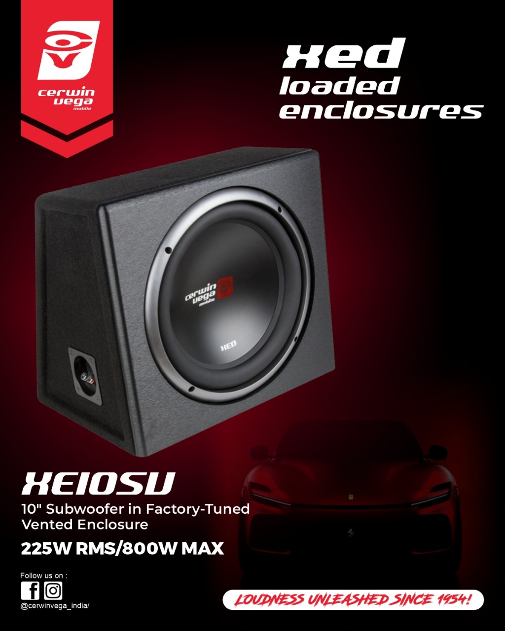 Cerwin Vega XED10SV 10" Vented Enclosure
