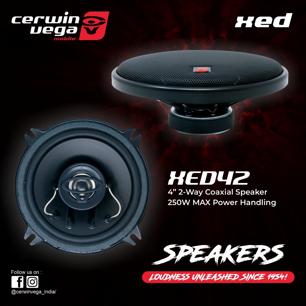 Cerwin Vega XED42 4" Coaxial Speaker